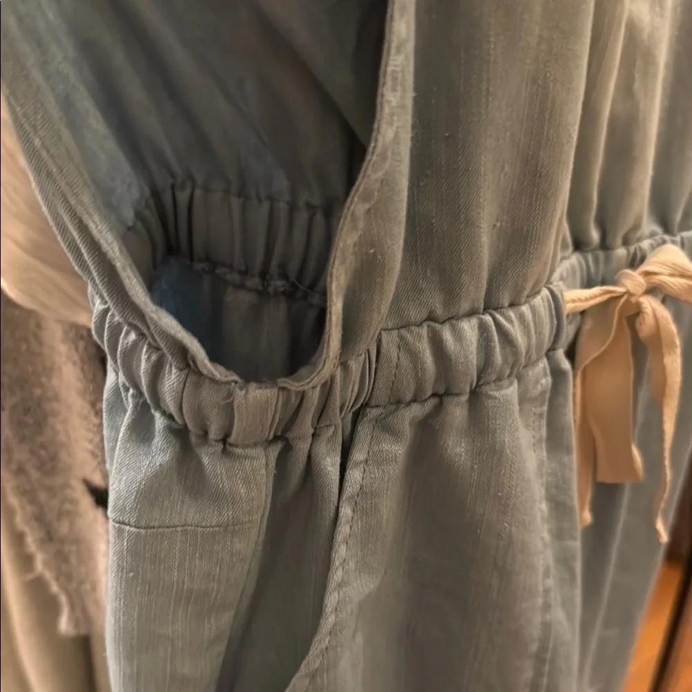 Vintage Inspired Painters Jumpsuit Light Blue Denim W Tie Waist Overalls Trend